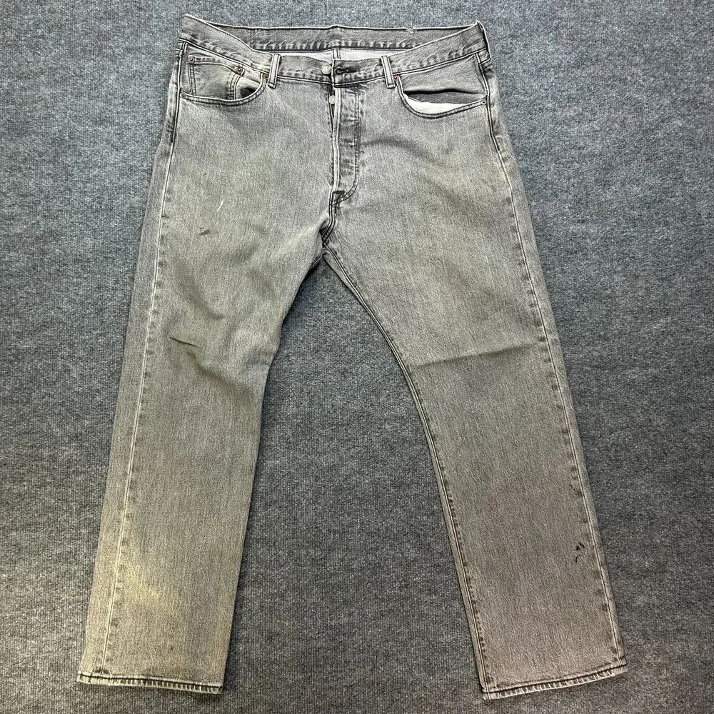 Levi's 511 Jeans Men's Light Gray Denim Stretch Straight Zip Fly 38X29.5 - Flaws